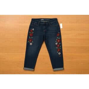 Soho Jeans Women’s Size 2 Embroidered Floral Straight Leg Jeans